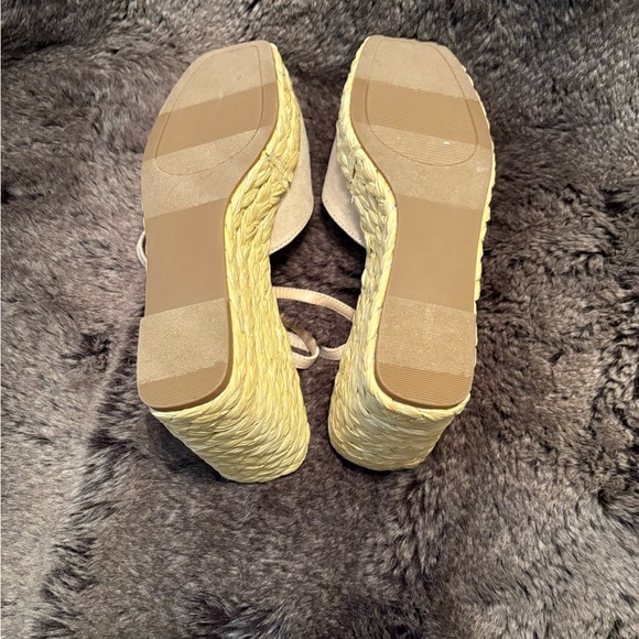 LOFT Cream and Yellow Wedge Espadrilles with Ankle Ties - Picture 7 of 7